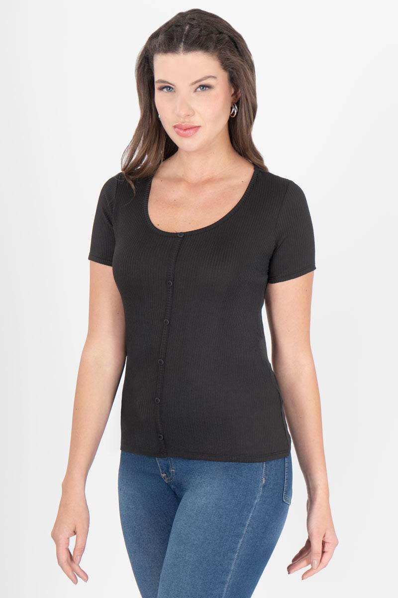 Playera manga corta con botones - Santory Ropa  (7442219794499)