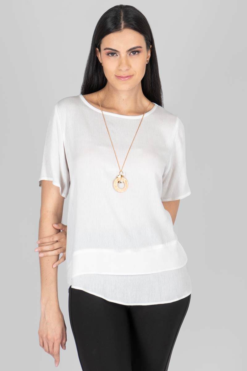 Blusa manga corta con collar - Santory Ropa  (7368970534979)