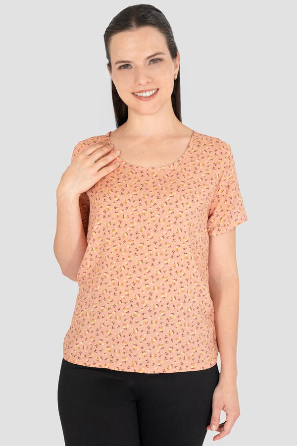 Blusa floral escote redondo