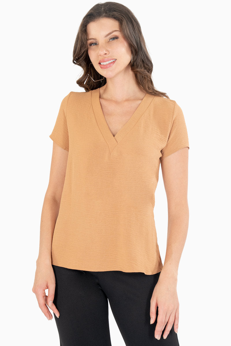 Blusa cuello v manga corta