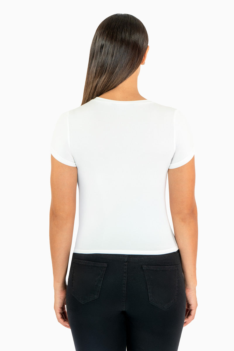 Playera con estampado de oso y manga corta