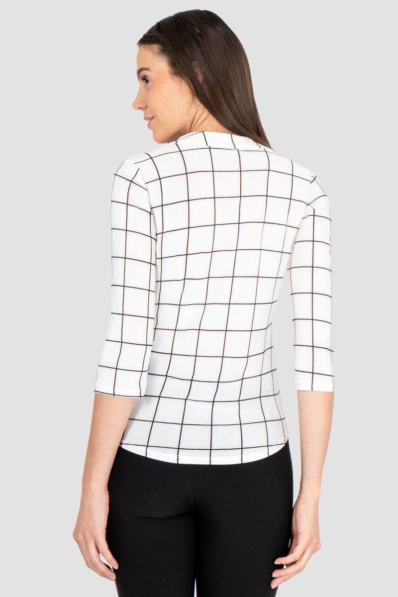 Blusa de cuadros cuello mao - Santory Ropa  (7463730118723)