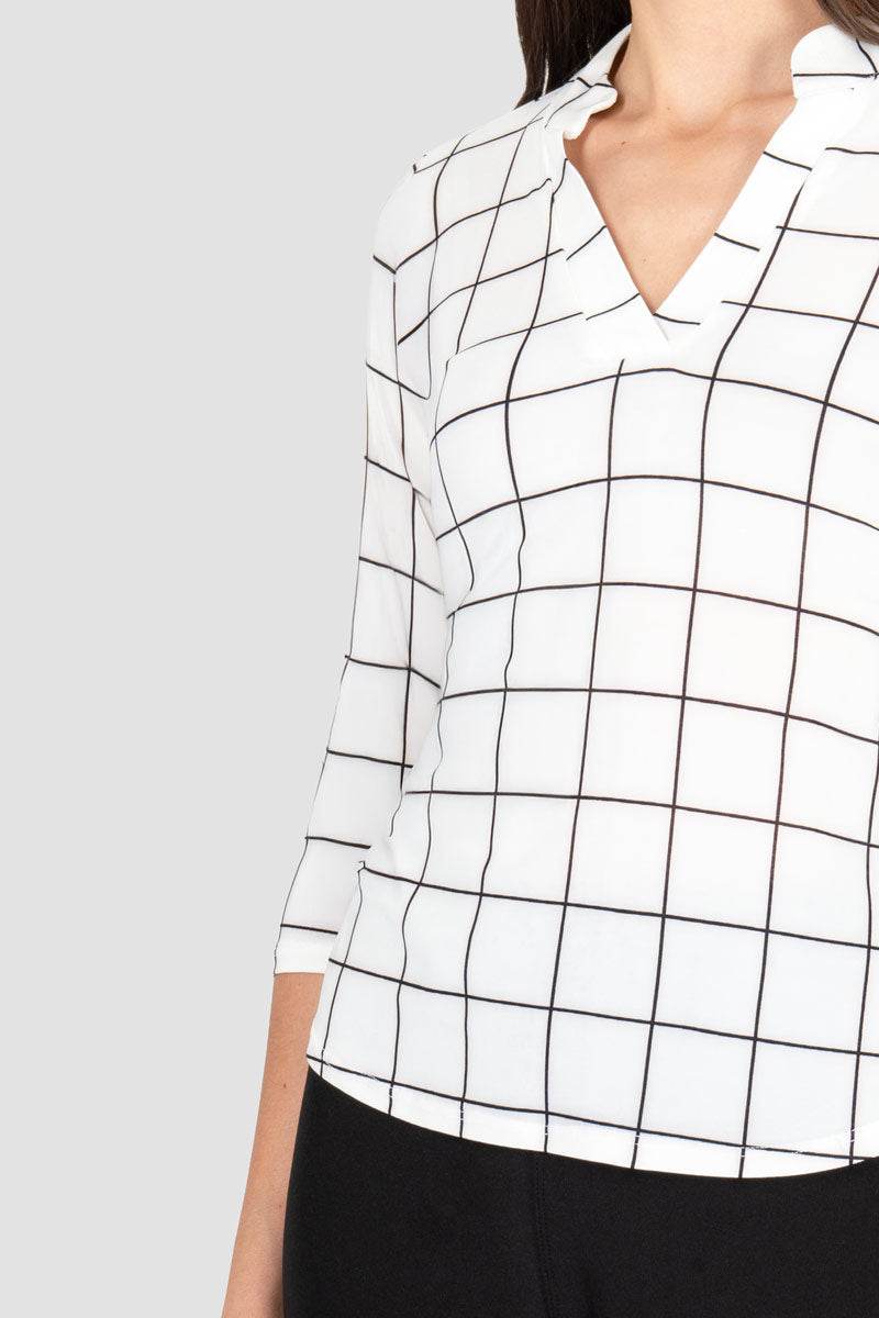 Blusa de cuadros cuello mao - Santory Ropa  (7463730118723)