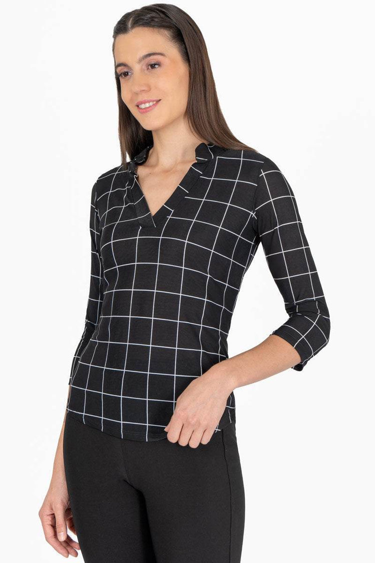 Blusa de cuadros cuello mao - Santory Ropa  (7463730118723)