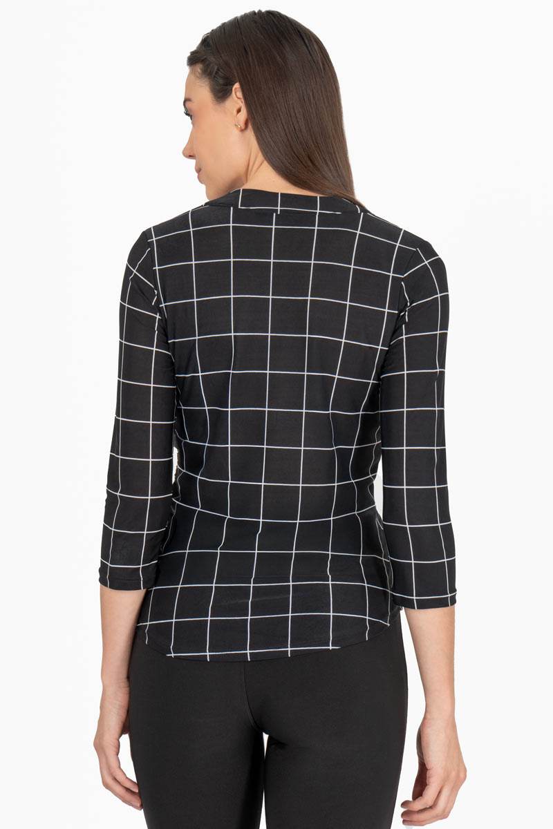 Blusa de cuadros cuello mao - Santory Ropa  (7463730118723)