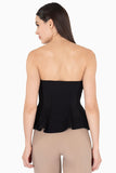 Blusa lisa strapless con peplum