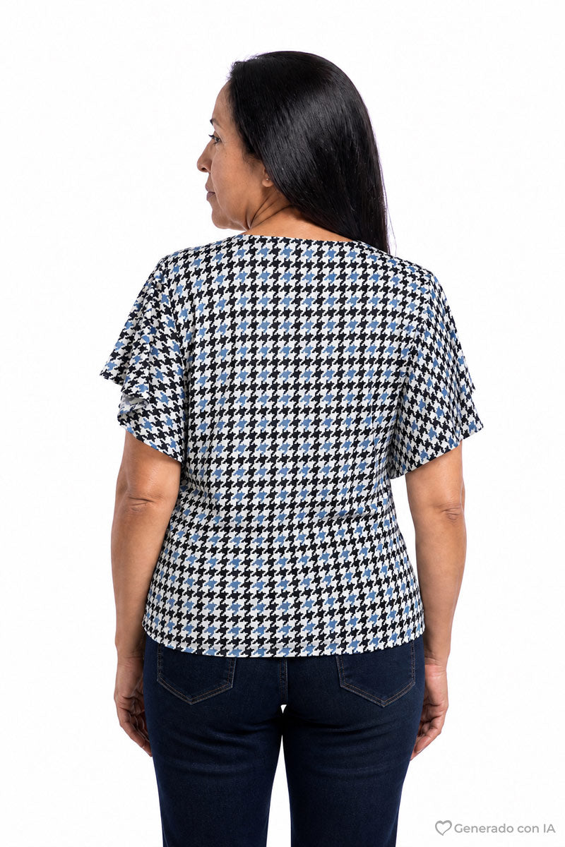 Blusa manga mariposa y escote v