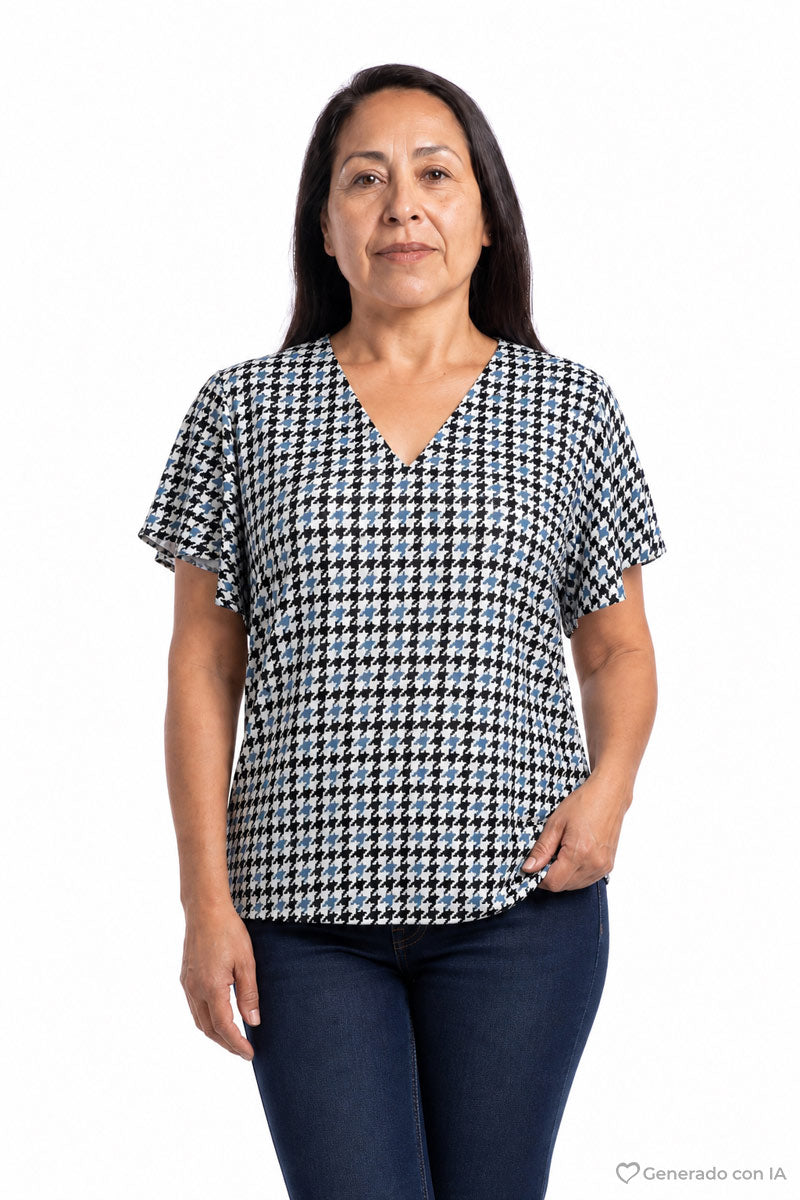 Blusa manga mariposa y escote v