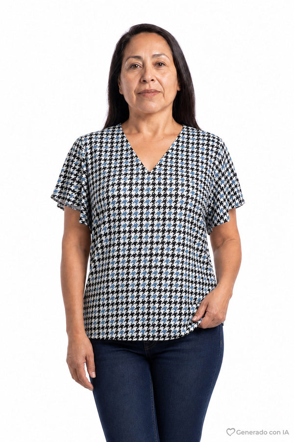 Blusa manga mariposa y escote v