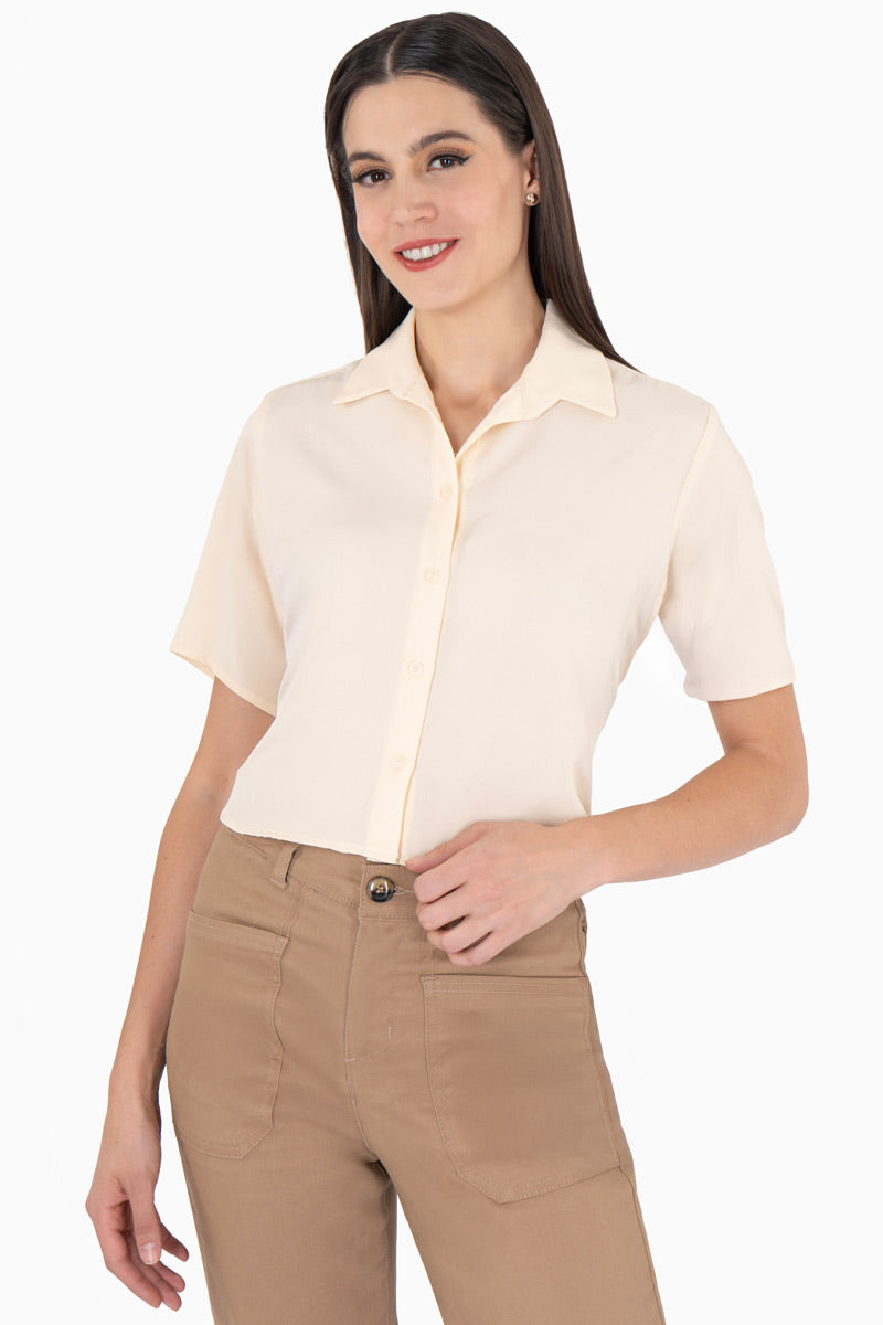 Camisa lisa manga corta