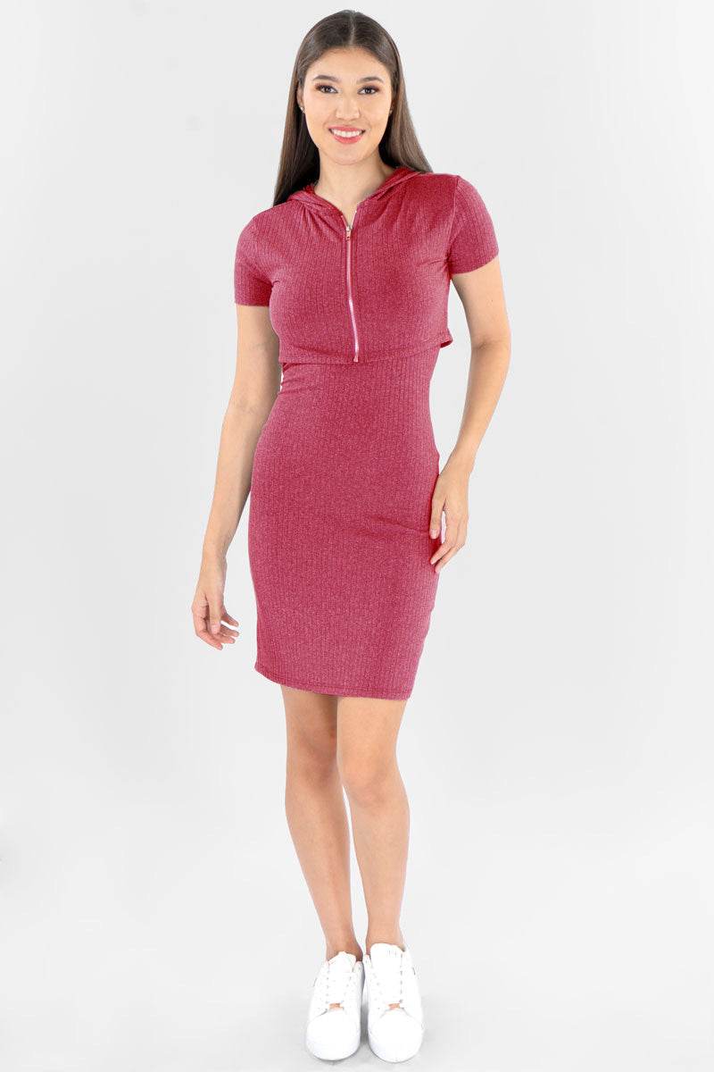 Vestido liso con capucha - Santory Ropa  (7304529084483)