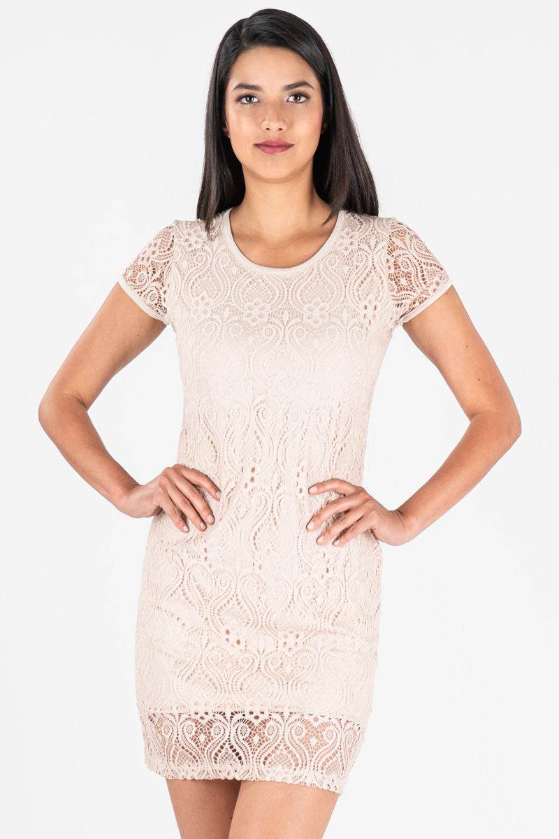Vestido de encaje manga corta - Santory Ropa  (7007919079491)