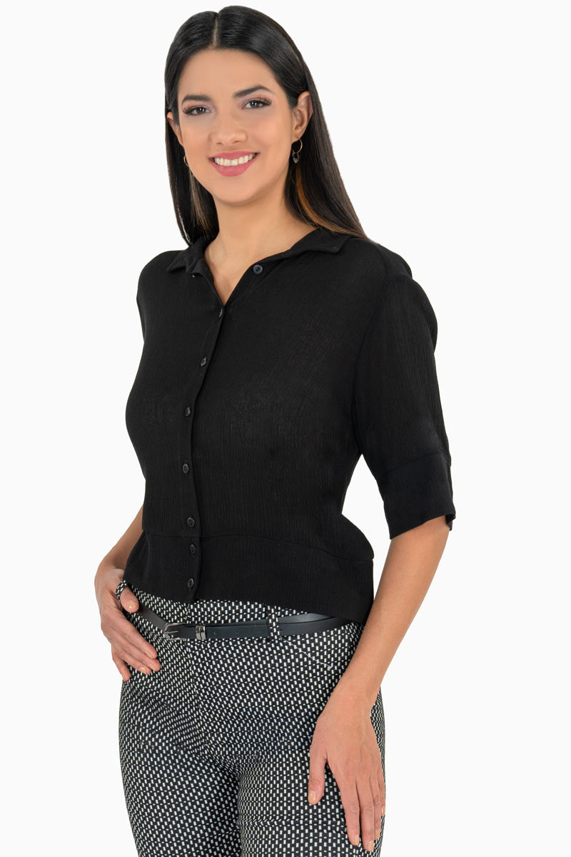 Camisa manga corta con puños y pretina ancha (7482641514563)