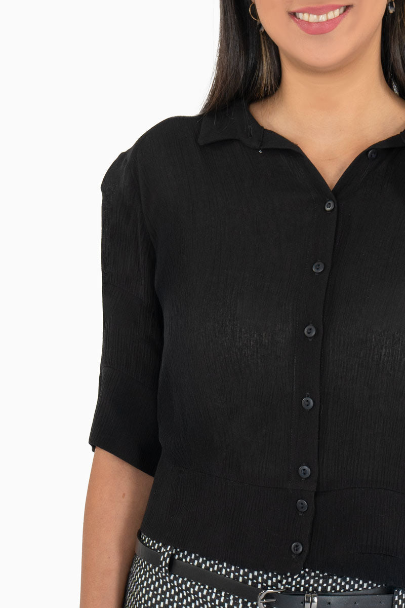 Camisa manga corta con puños y pretina ancha (7482641514563)