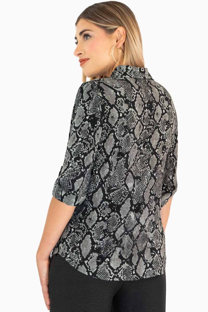 Camisa estampada manga larga con elevador