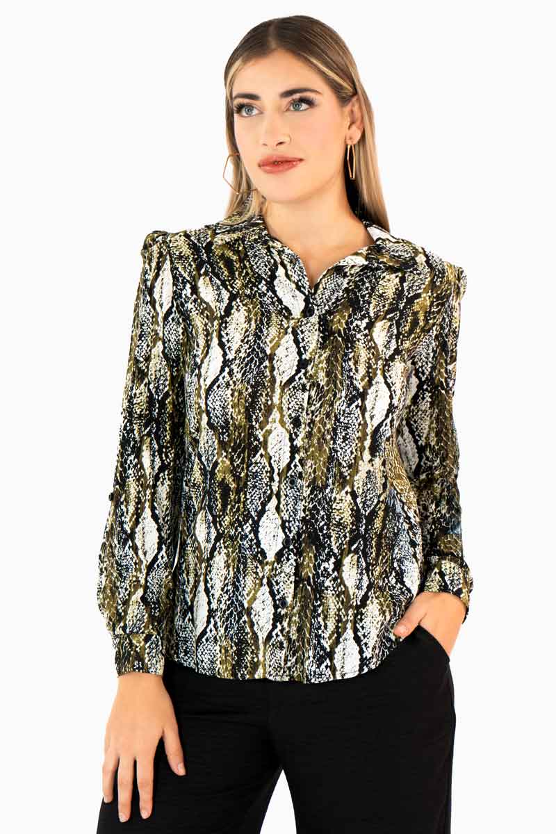 Camisa estampada manga larga con elevador