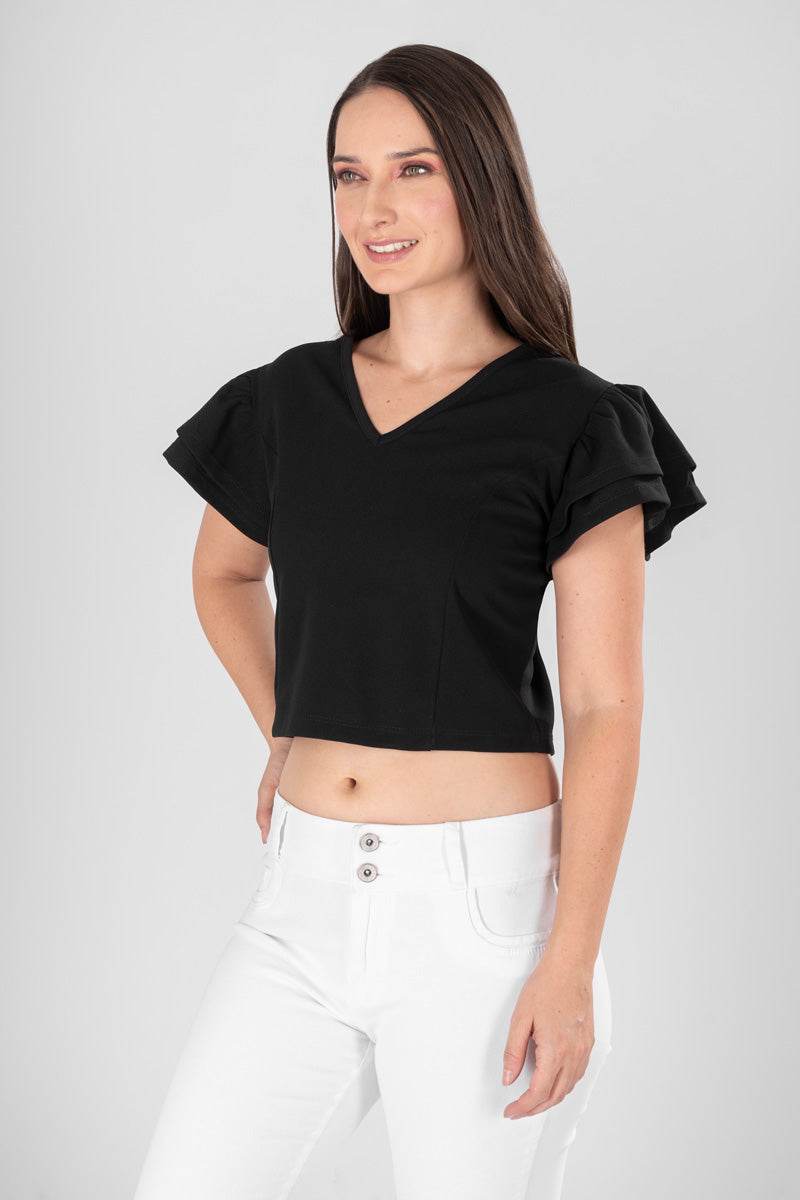 Blusa manga corta con doble olán - Santory Ropa  (7210216292419)