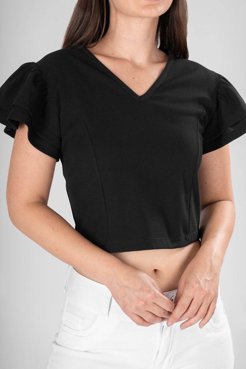 Blusa manga corta con doble olán - Santory Ropa  (7210216292419)