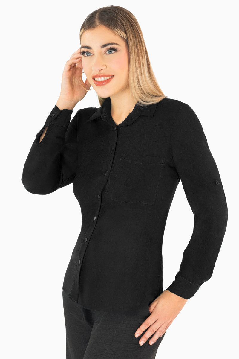 Camisa lisa manga larga y con bolsa
