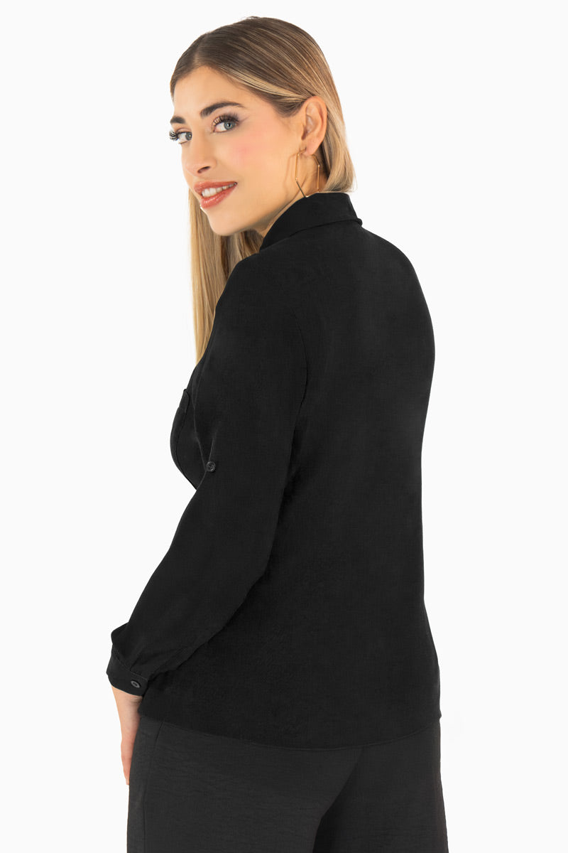 Camisa lisa manga larga y con bolsa