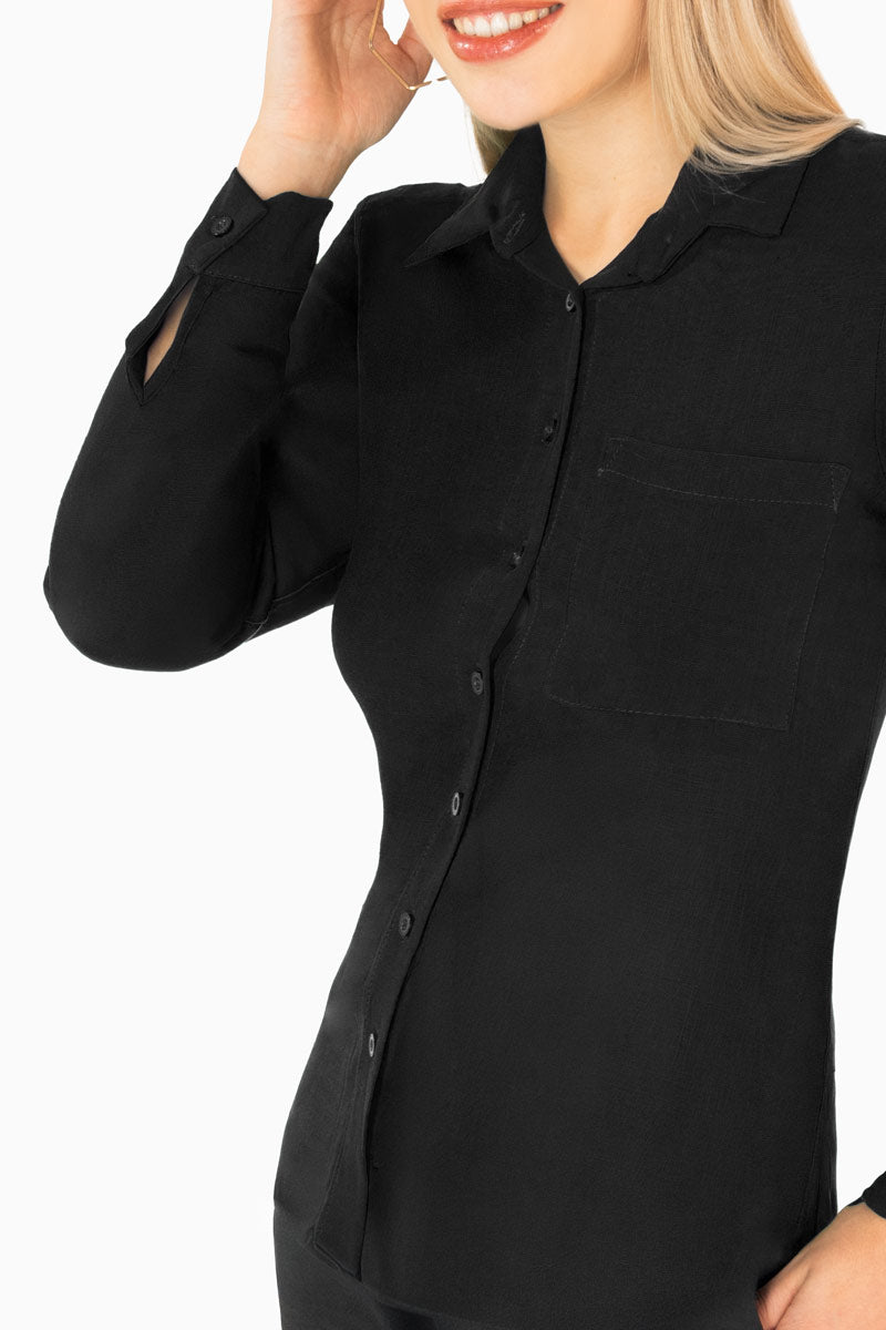 Camisa lisa manga larga y con bolsa