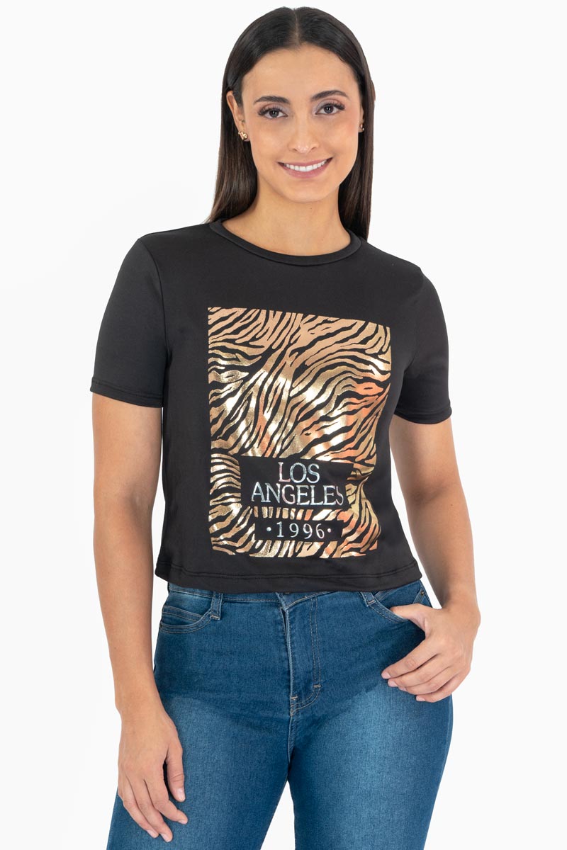 Playera manga corta con estampado "Los angeles 1996"