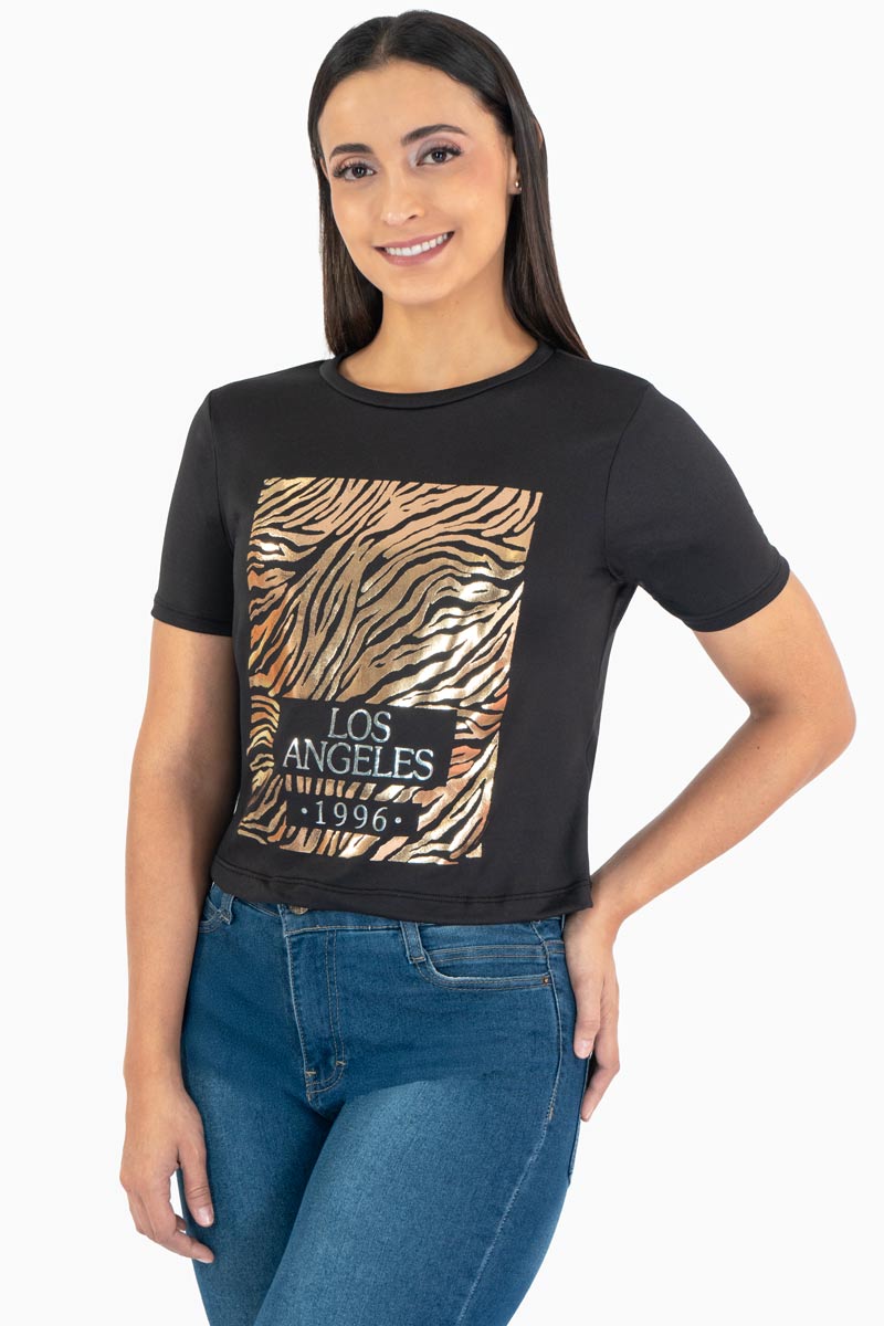 Playera manga corta con estampado "Los angeles 1996"