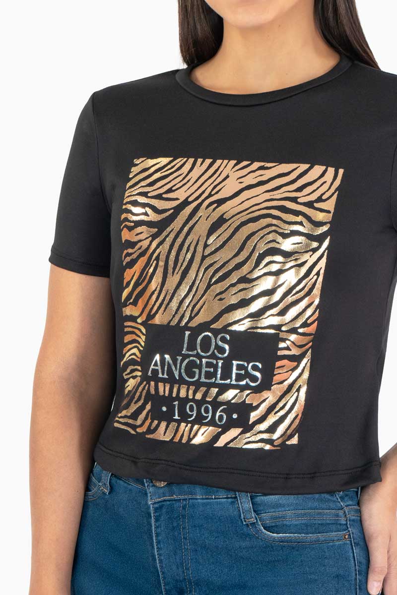 Playera manga corta con estampado "Los angeles 1996"