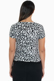 Playera escote v manga corta animal print