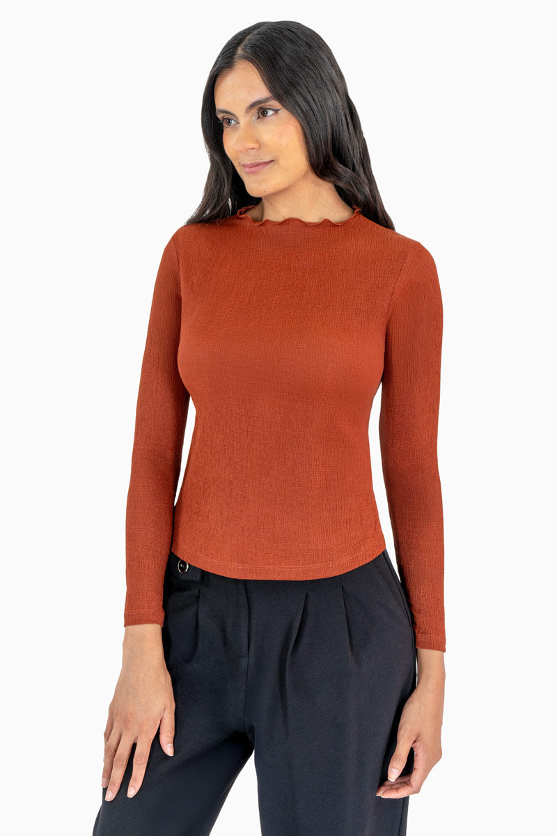 Playera lisa manga larga y cuello alto