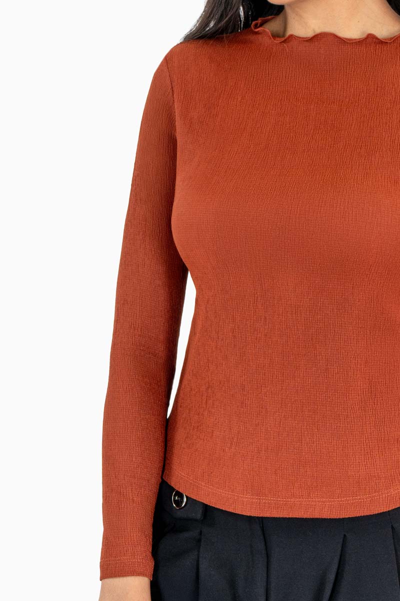 Playera lisa manga larga y cuello alto