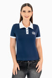 Playera polo con bordado en pecho y manga corta
