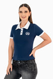 Playera polo con bordado en pecho y manga corta