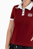 Playera polo con bordado en pecho y manga corta