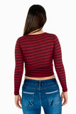 Blusa crop de rayas y escote v profundo