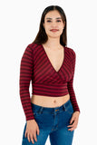 Blusa crop de rayas y escote v profundo