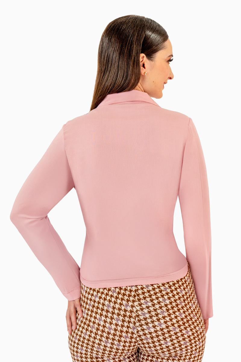 Blusa manga larga con amarres en delantero