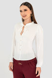 Blusa manga larga con botones y amarre