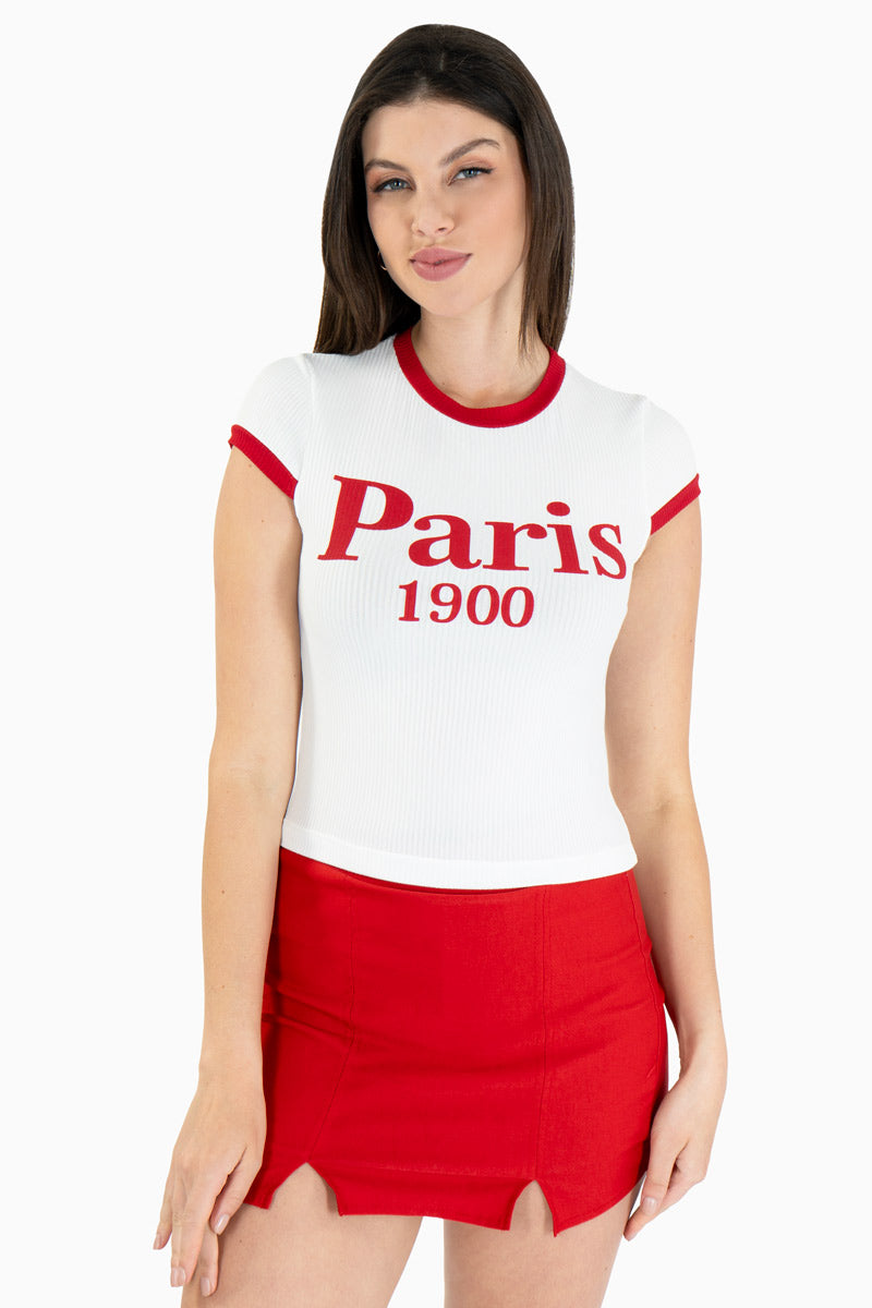 Playera con estampado " Paris 1900" manga corta