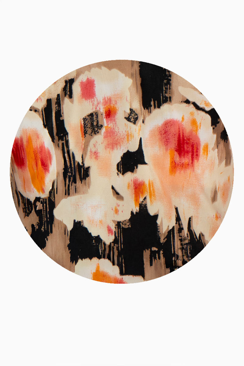 Blusa floral escote columpio manga larga