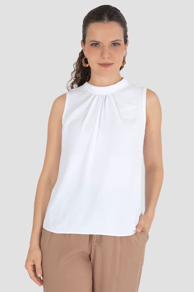 Blusa sin mangas con moño en escote