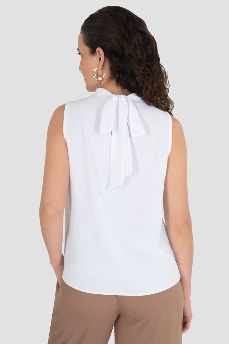Blusa sin mangas con moño en escote