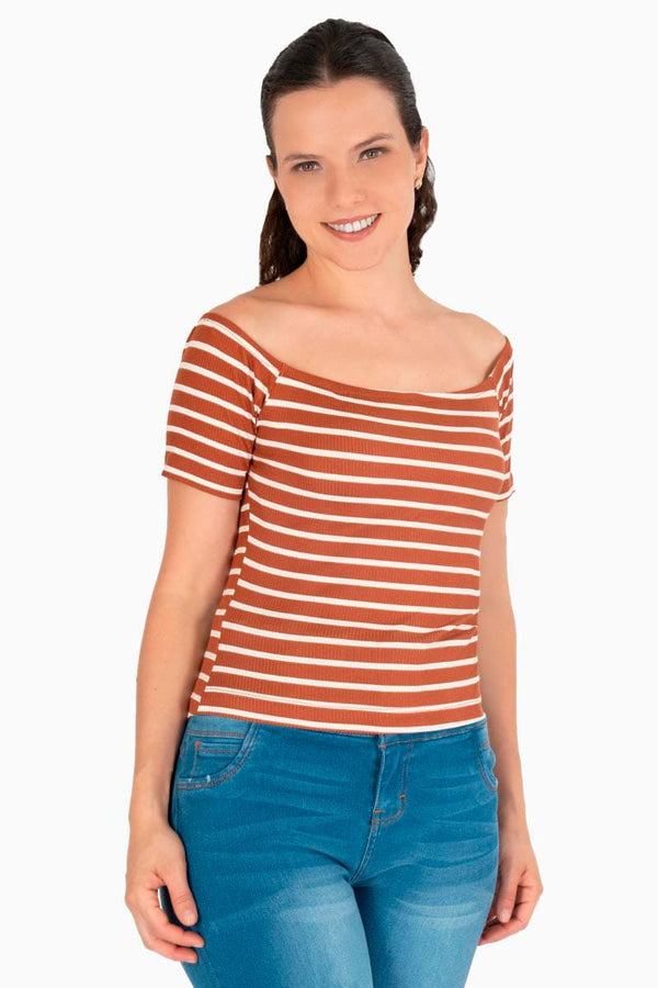 Blusa de rayas hombros descubiertos