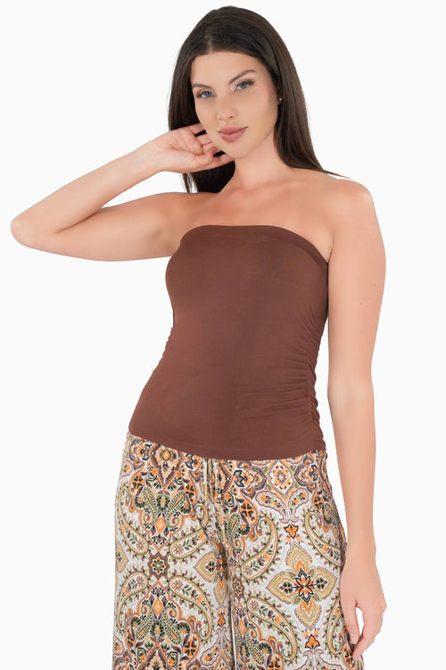 Blusa strapless con plisado