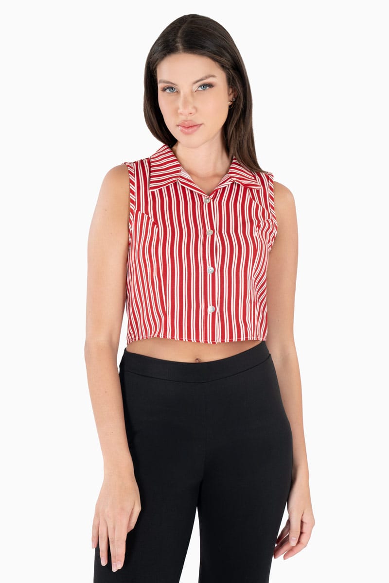 Camisa de rayas sin manga