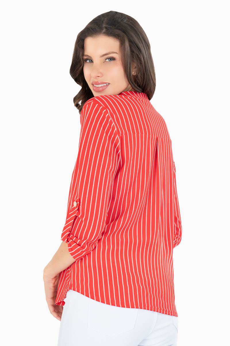 Blusa de rayas cuello mao