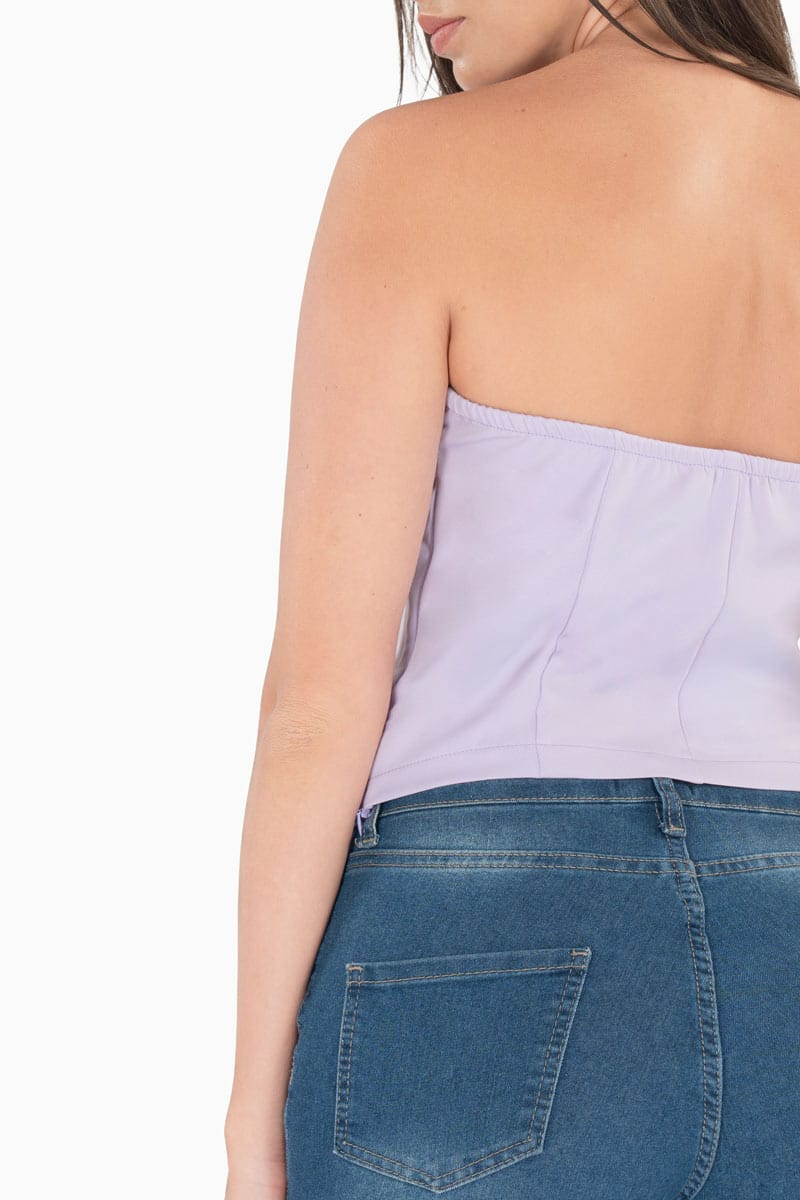 Blusa strapless escote corazón