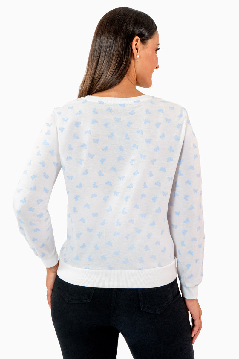 Sudadera cuello redondo con estampado de mariposas