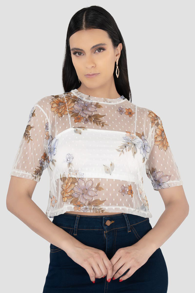 Blusa mesh floral con top