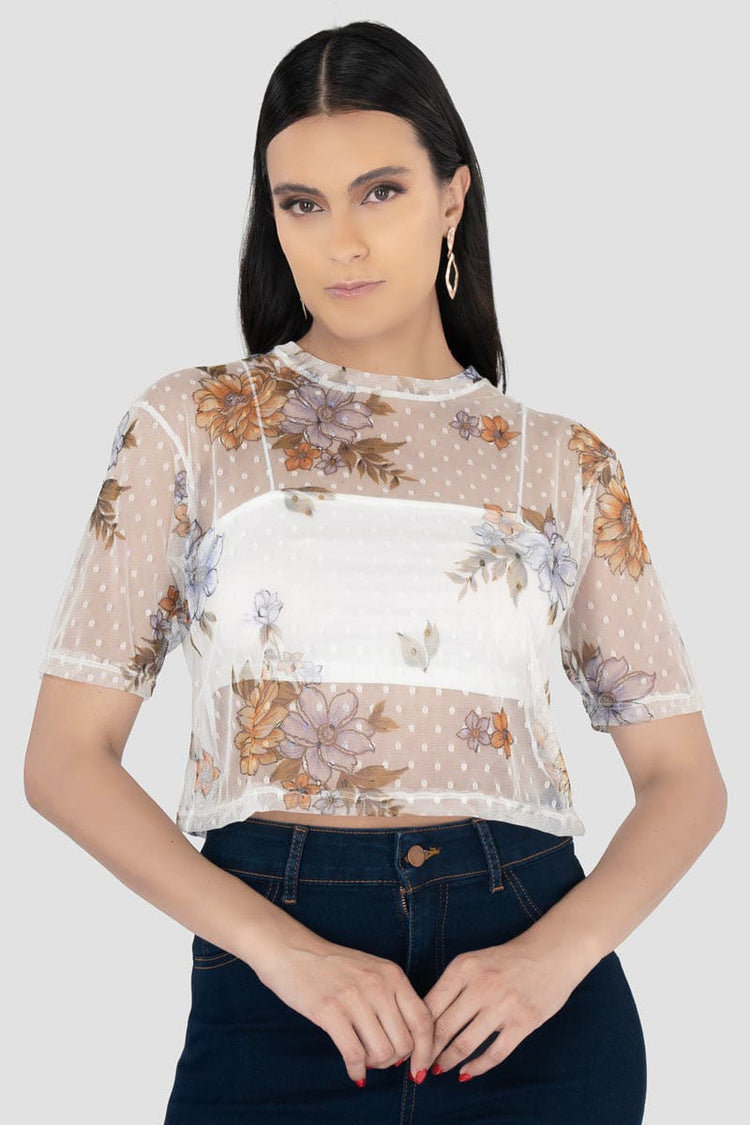 Blusa mesh floral con top